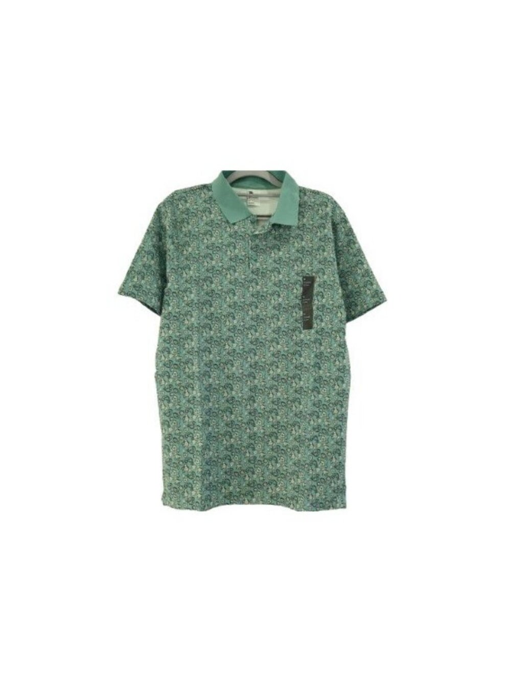 NEW All In Motion Men's Textured Polo Shirt Green Paisley Size M Loose Fit